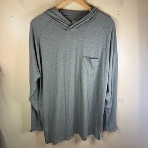 Huk Mens Waypoint Gray/Green Long Sleeve Hooded Pocket Hoodie Fishing Size XL